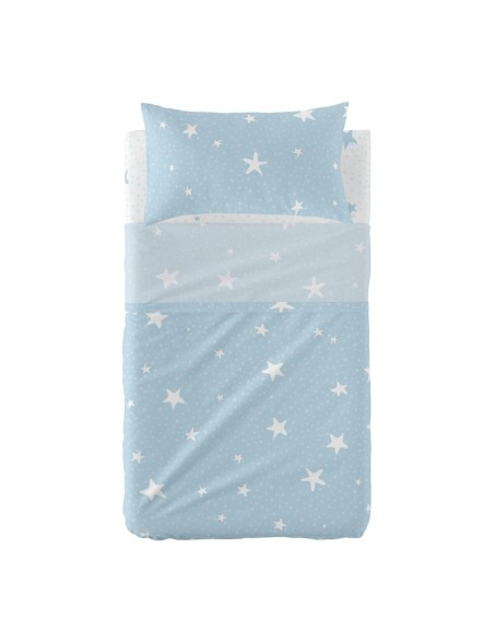 Bettwäsche-Set HappyFriday Basic Kids Little star Blau Babybettchen 2 Stücke