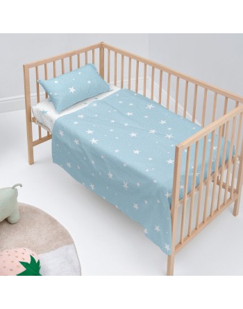 Bedding set HappyFriday Basic Kids Little star Blue Baby Crib 2 Pieces