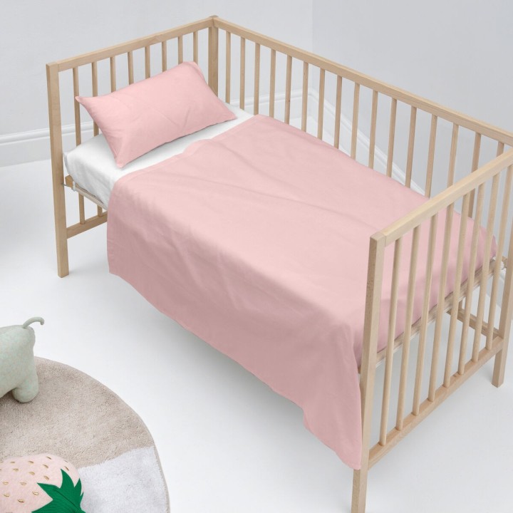 Set di Lenzuola HappyFriday BASIC KIDS Rosa chiaro Culla Neonato 2 Pezzi