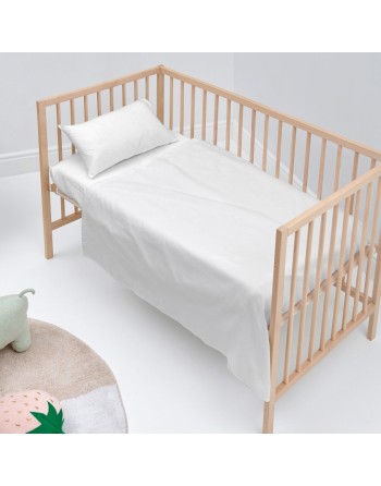 Set di Lenzuola HappyFriday BASIC KIDS Bianco Culla Neonato 2 Pezzi