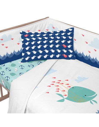 Cot protector HappyFriday Moshi moshi Whale Multicolour 210 x 40 cm