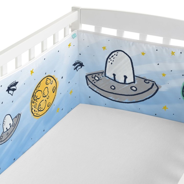 Paracolpi per culla HappyFriday Mr Fox Starspace Multicolore 210 x 40 cm
