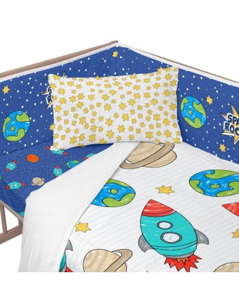 Barnesengbeskytter HappyFriday Mr Fox Space rocket  Multifarvet 210 x 40 cm