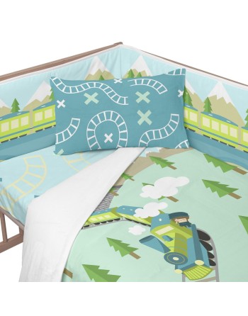 Cot protector HappyFriday Happynois Train Multicolour 210 x 40 cm