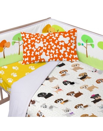 Cot protector HappyFriday Mr Fox Dogs Multicolour 210 x 40 cm
