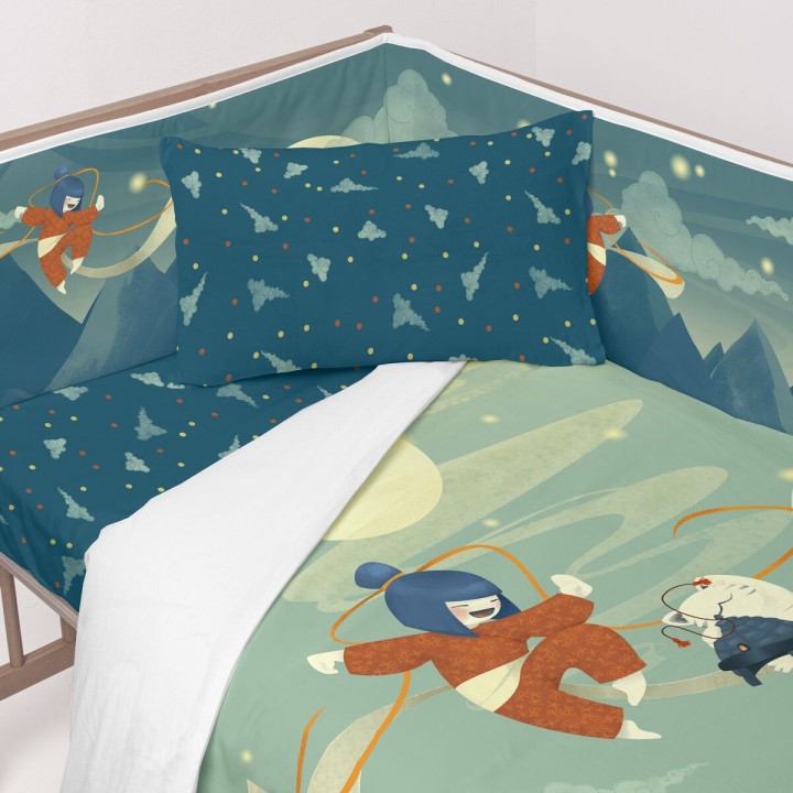 Paracolpi per culla HappyFriday Mr Fox The warrior Multicolore 210 x 40 cm