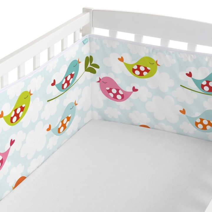 Barnesengbeskytter HappyFriday Mr Fox Little birds Multifarvet 210 x 40 cm