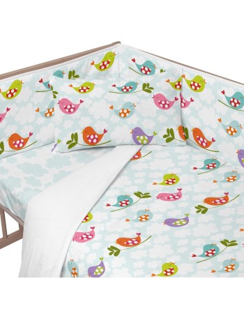 Barnesengbeskytter HappyFriday Mr Fox Little birds Multifarvet 210 x 40 cm