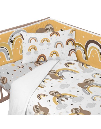 Cot protector HappyFriday Moshi Moshi Sleepy sloth Multicolour 210 x 40 cm