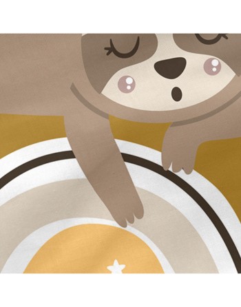 Barnesengbeskytter HappyFriday Moshi Moshi Sleepy sloth Multifarvet 210 x 40 cm