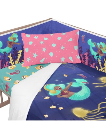 Cot protector HappyFriday Mr Fox Happy mermaid Multicolour 210 x 40 cm