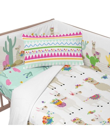 Protector de Cuna HappyFriday Moshi Moshi Cute llamas Multicolor 210 x 40 cm