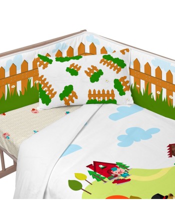 Paracolpi per culla HappyFriday Mr Fox Piggys Multicolore 210 x 40 cm