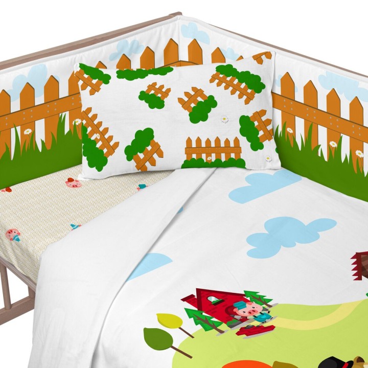 Protection du berceau HappyFriday Mr Fox Piggys Multicouleur 210 x 40 cm