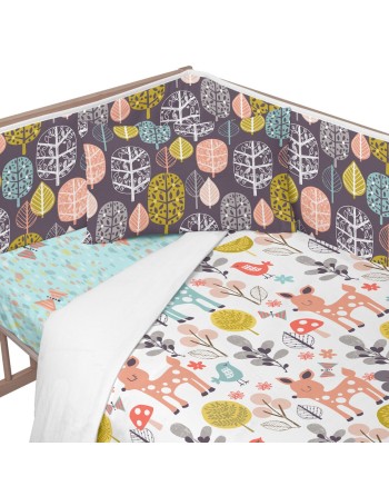Paracolpi per culla HappyFriday Moshi moshi Woodland Multicolore 210 x 40 cm