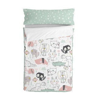 Copripiumino senza Imbottitura HappyFriday Moshi Moshi Best buddies Multicolore 105 x 200 cm