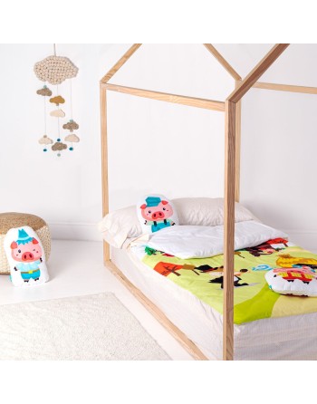 Copripiumino senza Imbottitura HappyFriday Mr Fox Piggys Multicolore 105 x 200 cm