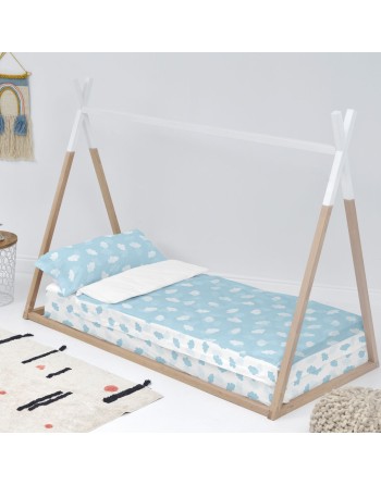 Housse de couette non rembourrée HappyFriday Basic Kids Clouds Bleu 105 x 200 cm