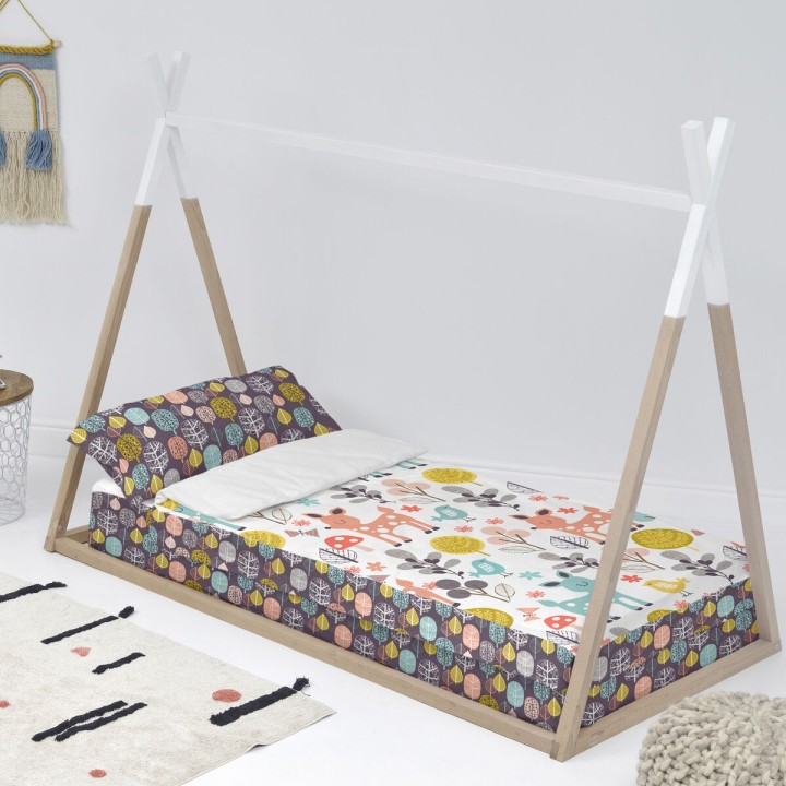 Quilt Cover without Filling HappyFriday Moshi Moshi Woodland Multicolour 105 x 200 cm