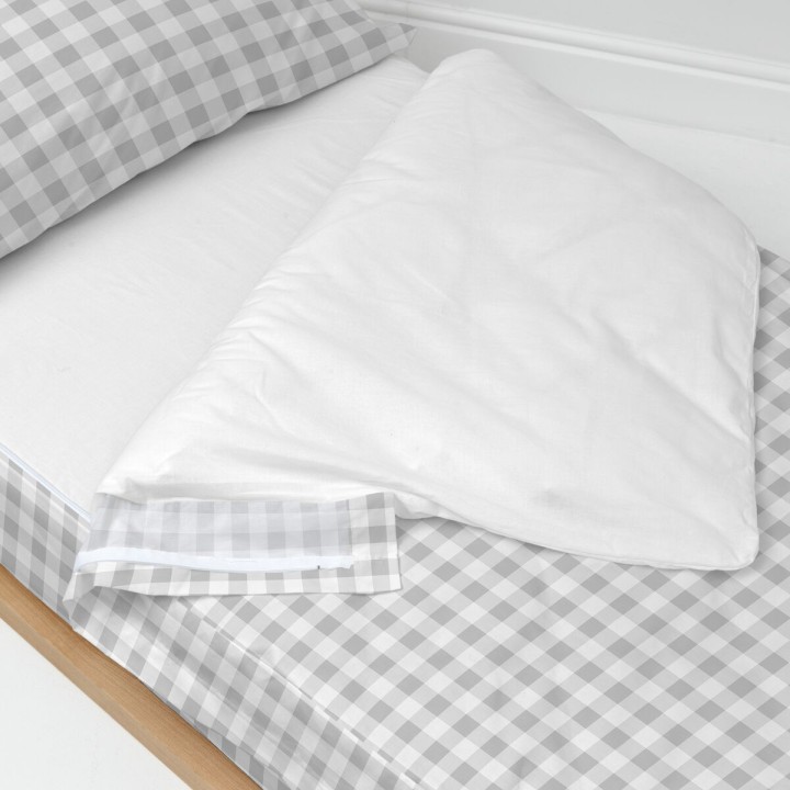 Copripiumino senza Imbottitura HappyFriday Basic Kids Vichy Grigio 90 x 200 cm