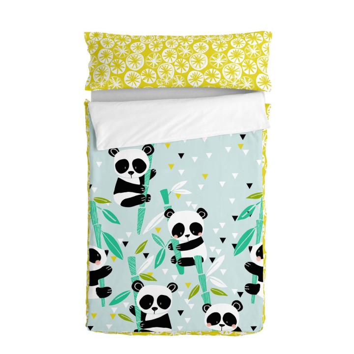 Bettbezug ohne Füllung. HappyFriday Moshi Moshi Panda garden blue Blau 90 x 200 cm
