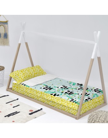 Quilt Cover without Filling HappyFriday Moshi Moshi Panda garden blue Blue 90 x 200 cm