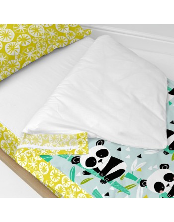 Quilt Cover without Filling HappyFriday Moshi Moshi Panda garden blue Blue 90 x 200 cm