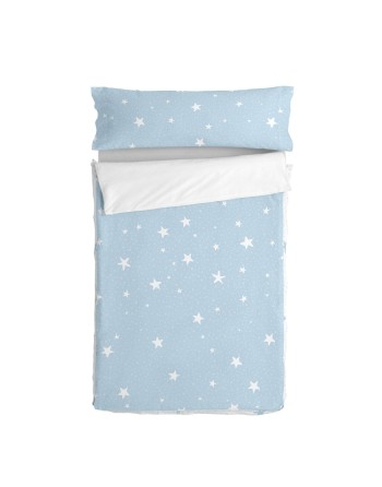 Quilt Cover without Filling HappyFriday Basic Kids Little star Blue 105 x 200 cm