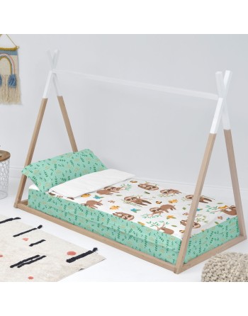 Copripiumino senza Imbottitura HappyFriday Moshi Moshi Happy sloth Multicolore 90 x 200 cm