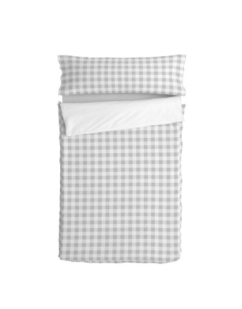 Housse de couette non rembourrée HappyFriday Basic Kids Vichy Gris 105 x 200 cm