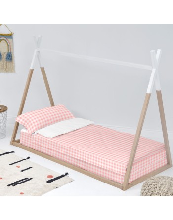 Bettbezug ohne Füllung. HappyFriday Basic Kids Vichy Rosa 90 x 200 cm