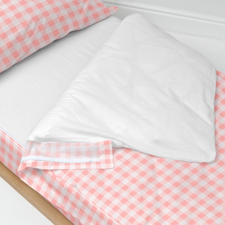 Copripiumino senza Imbottitura HappyFriday Basic Kids Vichy Rosa 90 x 200 cm
