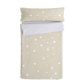 Vatteret sengetøj med lynlås HappyFriday Basic Little Star Beige 105 x 200 cm