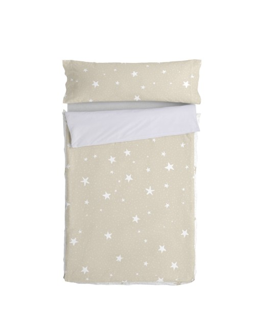 Vatteret sengetøj med lynlås HappyFriday Basic Little Star Beige 105 x 200 cm