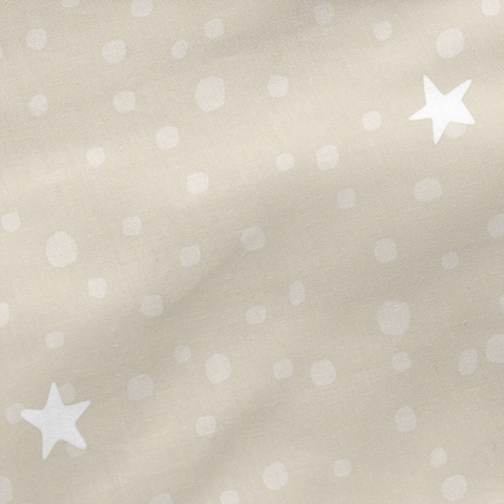 Vatteret sengetøj med lynlås HappyFriday Basic Little Star Beige 105 x 200 cm