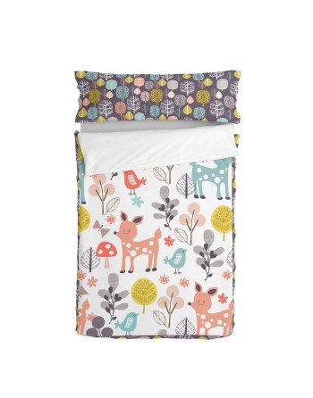 Quilted Zipper Bedding HappyFriday Moshi Moshi Woodland Multicolour 105 x 200 cm