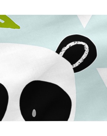 Vatteret sengetøj med lynlås HappyFriday Moshi Moshi Panda Garden Blue Blå 105 x 200 cm