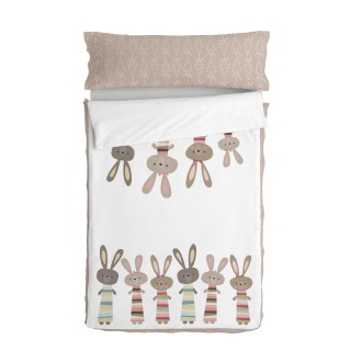 Bettbezug mit Füllung HappyFriday Moshi Moshi Rabbit Family Bunt 105 x 200 cm