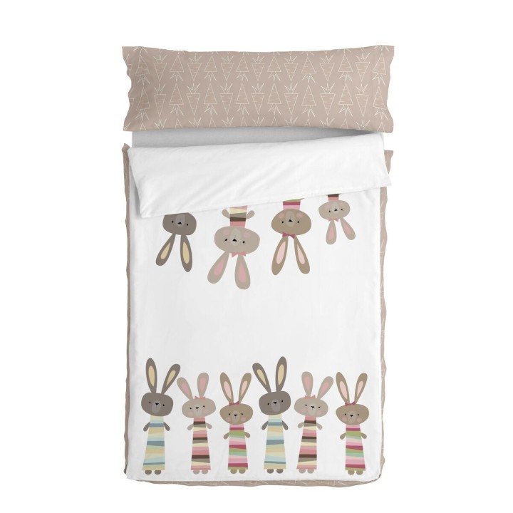 Bettbezug mit Füllung HappyFriday Moshi Moshi Rabbit Family Bunt 105 x 200 cm
