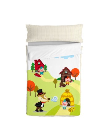 Couette rembourrée HappyFriday Mr Fox Piggys Multicouleur 105 x 200 cm