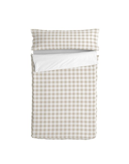 Quilted Zipper Bedding HappyFriday Basic Beige 105 x 200 cm Gingham
