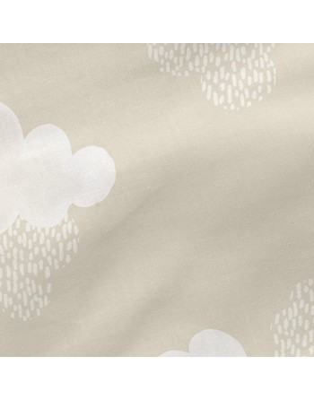 Vatteret sengetøj med lynlås HappyFriday Basic Clouds Beige 105 x 200 cm