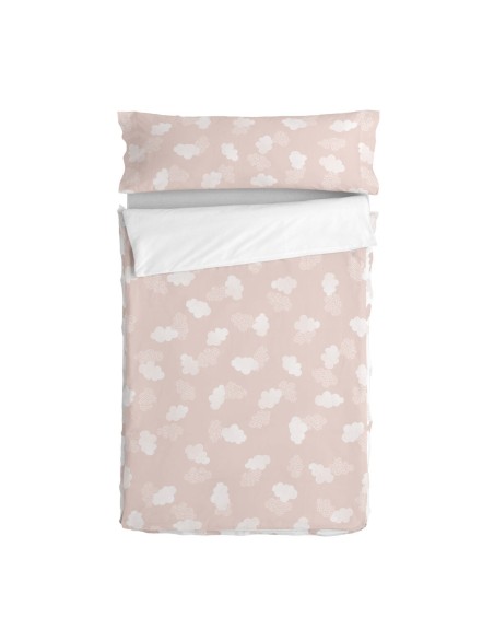 Quilted Zipper Bedding HappyFriday Basic Clouds Pink 105 x 200 cm