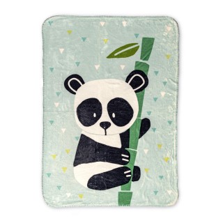 Tæppe HappyFriday Moshi Moshi Panda Garden Blue Multifarvet Mikrofiber 110 x 140 cm