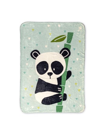 Decke HappyFriday Moshi Moshi Panda Garden Blue Bunt Mikrofaser 110 x 140 cm