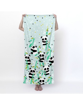 Serviette de toilette HappyFriday Moshi Moshi Panda Garden Blue Multicouleur 70 x 150 cm