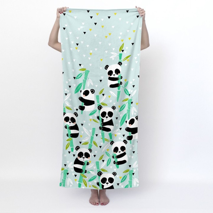badelagen HappyFriday Moshi Moshi Panda Garden Blue Multifarvet 70 x 150 cm