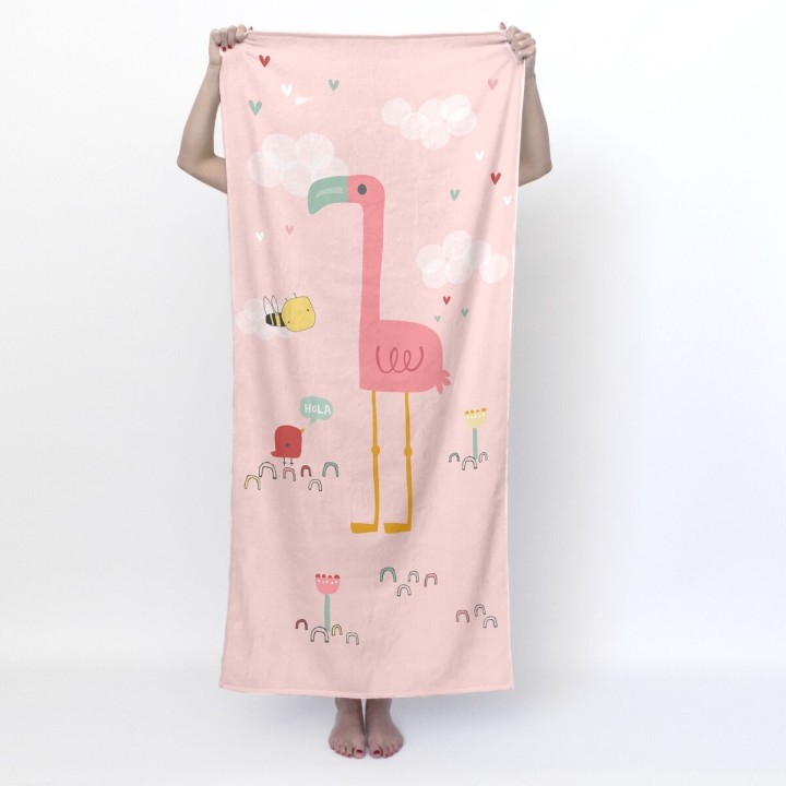 Toalla de baño HappyFriday Moshi Moshi Hola Multicolor 70 x 150 cm