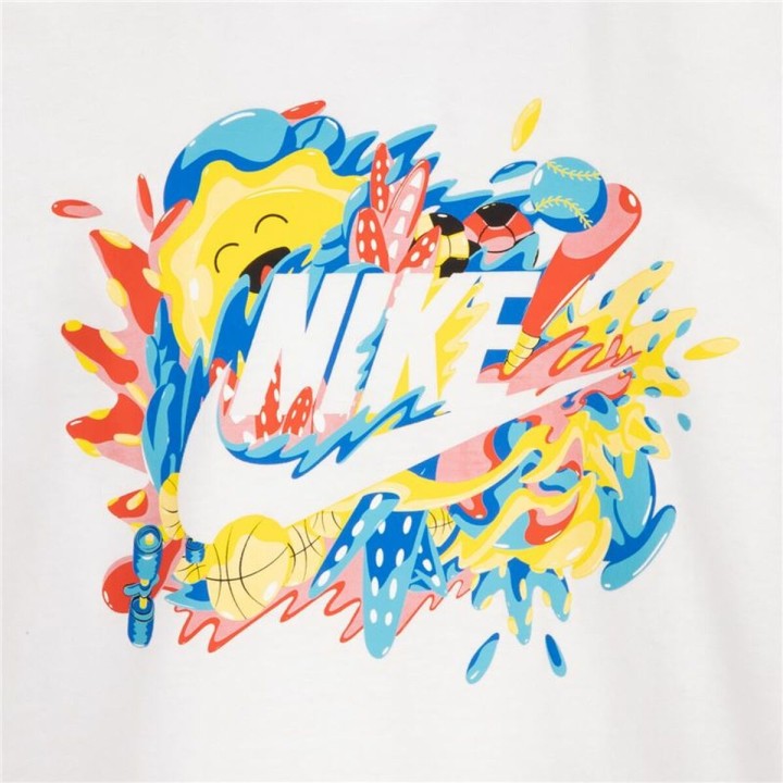Børne Kortærmet T-shirt Nike Sport Splash  Hvid