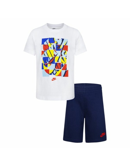 Completo Sportivo per Bambini Nike Nsw Add Ft Short  Azzurro Bianco Multicolore 2 Pezzi